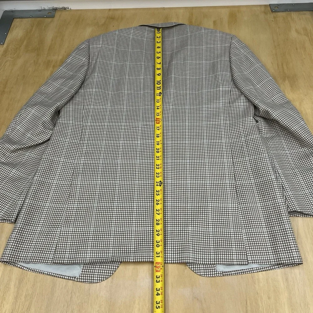 Isaia Napoli Wool Linen Blazer Jacket Sport Coat Mens 44L Long Beige/Brown/Blue